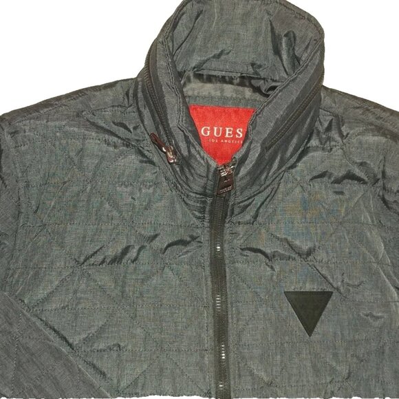 Guess Men's Quilted Gray Jacket Zip Up Size XS